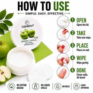 Nail Paint Remover Wipes | Green Apple