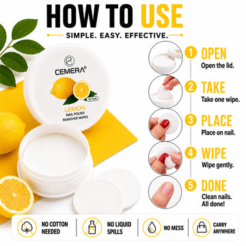 Nail Paint Remover Wipes | Lemon
