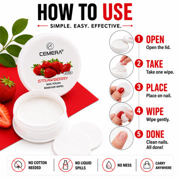 Nail Paint Remover Wipes | Strawberry